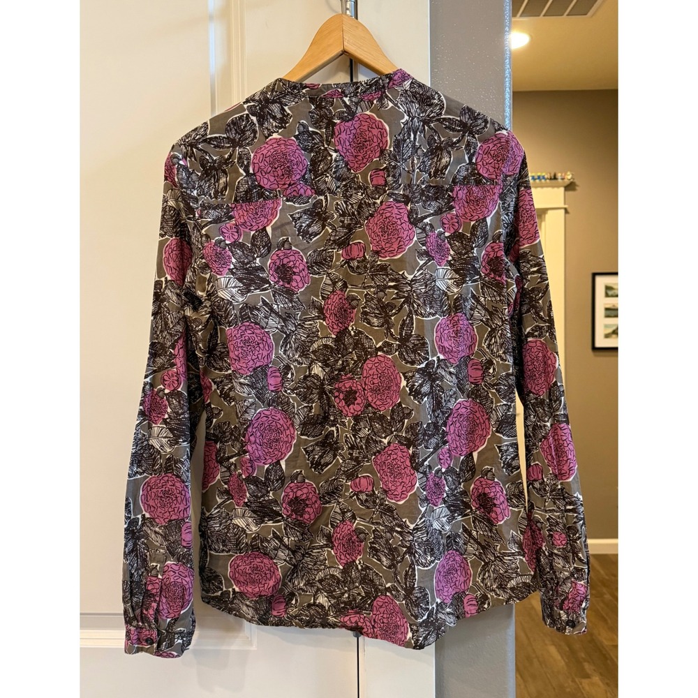 Boden Women's Pretty Feminine Brown and Pink Floral Casual Top/Blouse Medium - Picture 6 of 7